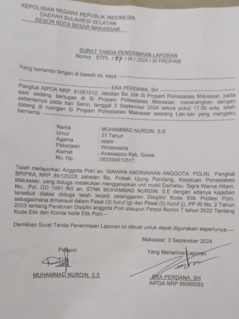 Diduga Mobil Rental, Di Gadai Oleh Oknum Polisi Sebesar 15 Juta