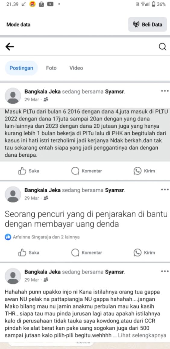 Oknum Koordinator PT ABC Energy PLTU Jeneponto Diduga Tipu puluhan Bawahannya, dengan Modus naik jabatan.