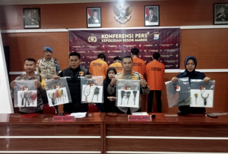 Polres Maros Tangkap Kawanan Pelaku Pembusuran Yang Sempat Viral Di Media Sosial