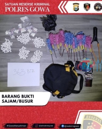 Unit Jatanras Polres Gowa Amankan Dua Pemuda, Membawa Ratusan Obat Tramadol dan Anak Panah 