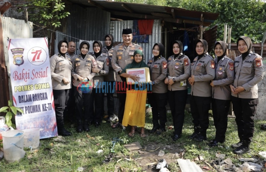 Polres Gowa Gelar Baksos HUT Polwan ke-77 di Somba Opu