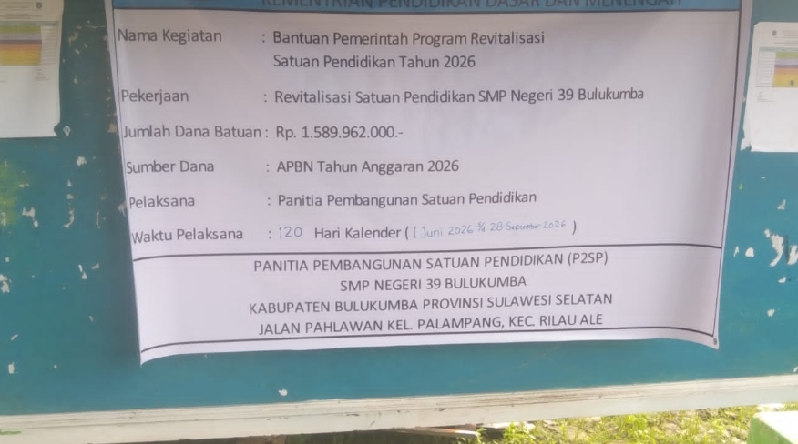 Kepsek SMPN 39 Bulukumba Mengaku Salah, Dugaan Intervensi Swakelola Jadi Sorotan
