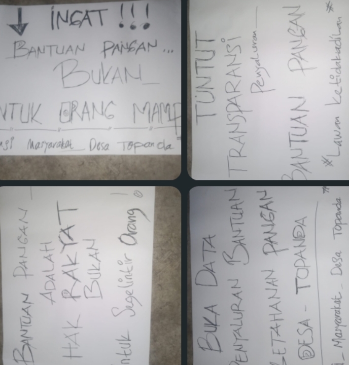 Warga Topanda Tagih Transparansi Bantuan Pangan, BPD Diminta Bertindak atau Mundur